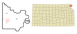 Location within Doniphan County and Kansas