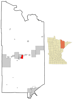 Location of the city of Gilbert within Saint Louis County, Minnesota