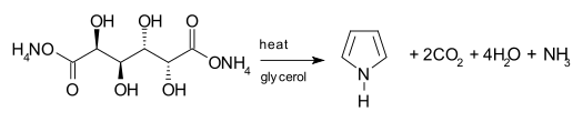 Synthesis of pyrrole from ammonium mucate