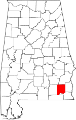 Map of Alabama highlighting Dale County