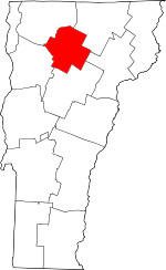 Map of Vermont highlighting Lamoille County