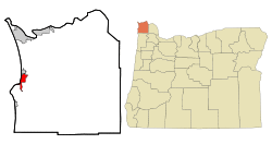 Location in Oregon and Clatsop County