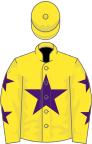 Yellow, purple star, yellow sleeves, purple stars