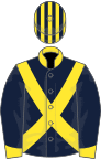 Dark Blue, Yellow cross belts, collar and cuffs, striped cap