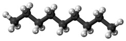 Ball-and-stick model of the nonane molecule