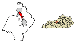 Location of Radcliff in Hardin County, Kentucky.