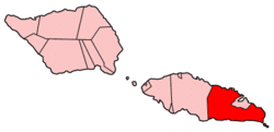 Map of Samoa showing Atua district