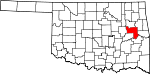 State map highlighting Muskogee County