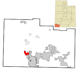 Location in Washington County and the state of Utah