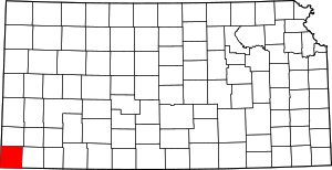 Map of Kansas highlighting Morton County