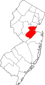 Map of New Jersey highlighting Middlesex County