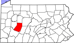 Map of Pennsylvania highlighting Indiana County