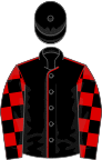 Black, red seams, check sleeves, black cap
