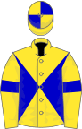 Yellow, blue diabolo and armlets, quartered cap