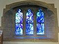 Stained triple glass window by Marc Chagall, All Saints Church, Tudeley.jpg