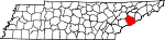 State map highlighting Sevier County