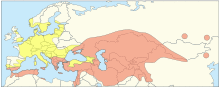 Map of the distribution of both naturally occurring and introduced tulips