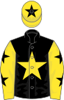Black, yellow star, yellow sleeves, black stars, yellow cap, black star