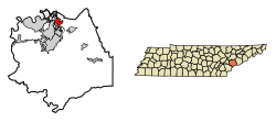 Location of Rockford in Blount County, Tennessee.
