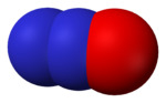 Space-filling model of nitrous oxide