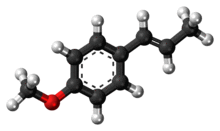 Ball-and-stick model of the anethole molecule