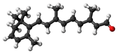 Ball-and-stick model of the dehydroretinal molecule