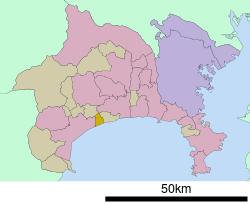Location of Ninomiya in Kanagawa Prefecture