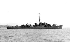 USS Rizzi (DE-537) off Boston in June 1945.jpg