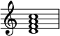  { \override Score.TimeSignature #'stencil = ##f \relative c' { \clef treble \time 4/4 <d f a c>1 } } 