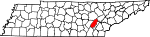 State map highlighting Rhea County
