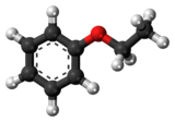 Ball-and-stick model of the ethyl phenyl ether molecule