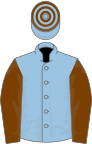 Light Blue, Chocolate sleeves, hooped cap