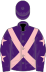 Purple, pink cross belts, purple sleeves, pink stars