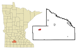 Location of Springfield within Brown County, Minnesota