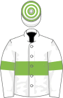White, Light Green hoop and armlets, hooped cap
