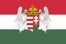 Flag of Hungary (1915-1918; angels; 3-2 aspect ratio).svg