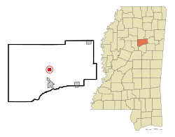 Location of Walthall, Mississippi