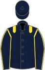 Dark blue, yellow epaulettes, dark blue sleeves, yellow seams, dark blue cap