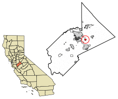 Location of Hughson in Stanislaus County, California