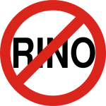 The word "RINO" inside a circle, with a red slash indicating negation