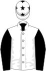White, black sleeves, white cap, black stars