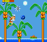A fox flying by rotating his tail and carrying a ring moving under a spike ball.