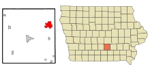 Marion County Iowa Incorporated and Unincorporated areas Pella Highlighted.svg