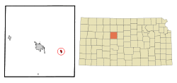 Location within Ellis County and Kansas