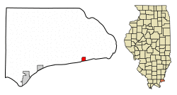 Location of Cave-In-Rock in Hardin County, Illinois.