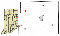 Location of Pennville in Jay County, Indiana.