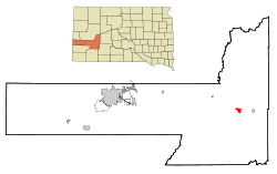 Location in Pennington County and the state of South Dakota