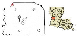 Location of Hornbeck in Vernon Parish, Louisiana.