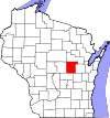 State map highlighting Waupaca County