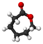 Ball-and-stick model of the caprolactone molecule